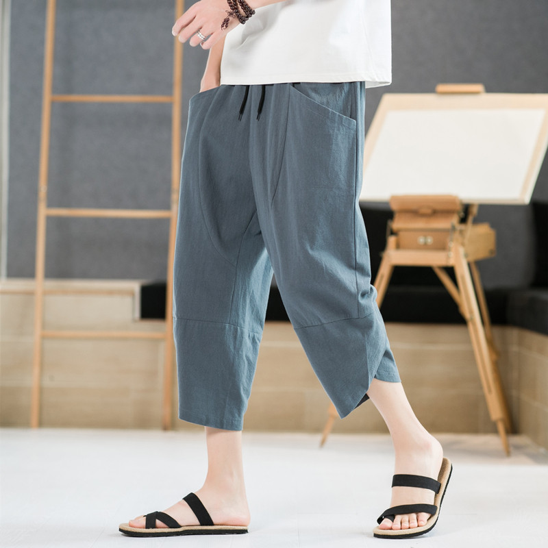 K88P23新款裤子男薄款宽松直筒棉麻运动裤沙滩裤亚麻休闲,女装休闲裤,四季星座303A