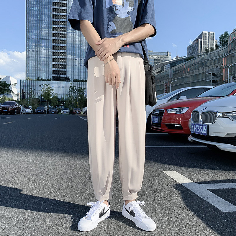 裤子男韩版潮流休闲宽松直筒阔腿裤春夏季薄款百搭哈伦九分裤K91,男装休闲裤,四季星座303A