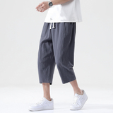 夏季休闲裤男百搭棉麻宽松亚麻裤韩版潮流七分裤八分直筒K821P20，男装牛仔裤，四季星座303A