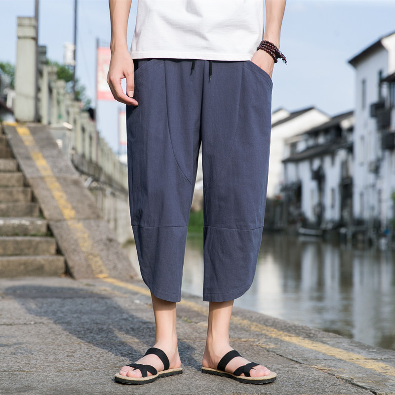 K88P23新款裤子男薄款宽松直筒棉麻运动裤沙滩裤亚麻休闲,女装休闲裤,四季星座303A