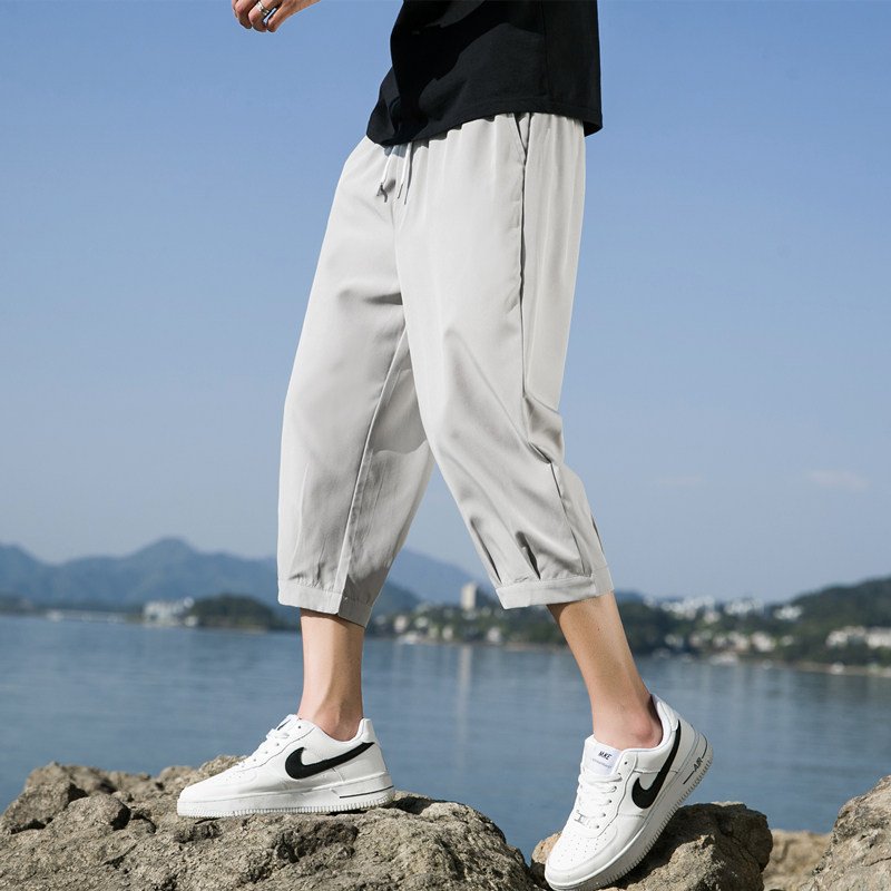 七分裤男士短裤夏季冰丝潮流直筒大码运动休闲八分中裤子K970P17,男装牛仔裤,四季星座303A