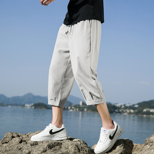 七分裤男士短裤夏季冰丝潮流直筒大码运动休闲八分中裤子 K970P17图片