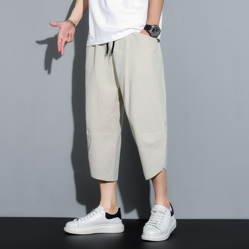 棉麻七分裤男夏薄款亚麻马裤休闲沙滩裤子男裤短裤K88P23,男装牛仔裤,四季星座303A