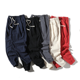 夏装大码亚麻裤男薄款宽松休闲裤哈伦裤九分裤棉麻裤子男K801，男装休闲裤，四季星座303A