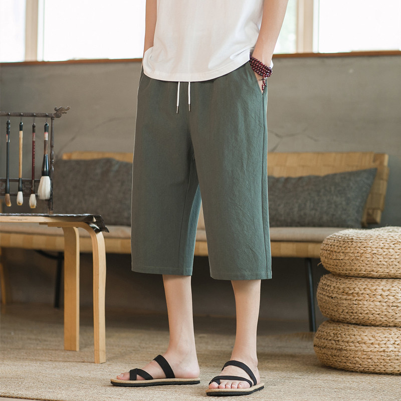 夏季休闲裤男百搭棉麻宽松亚麻裤韩版潮流七分裤八分直筒K918P23,男装牛仔裤,四季星座303A