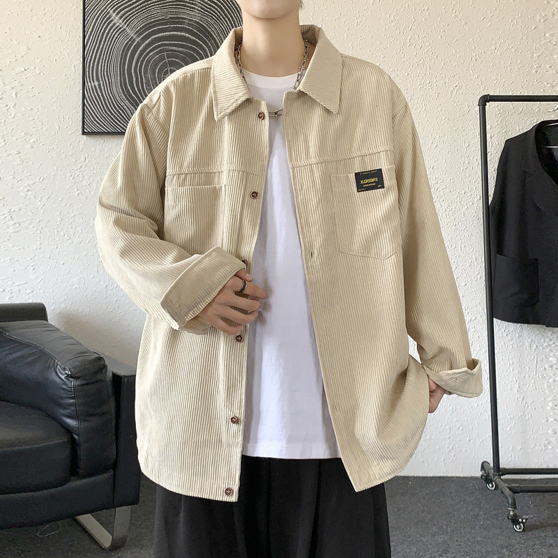 cityboy男秋冬季灯芯绒韩版工装衬衣宽松外套JK2022常规30加绒40,男装衬衫,四季星座303A