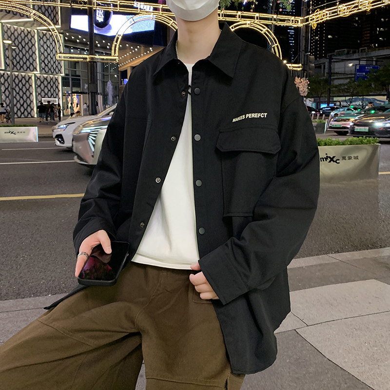 JK2025春秋男装外套夹克衫长袖衬衫工装衬衣日系秋装常规30加绒40,男装夹克,四季星座303A