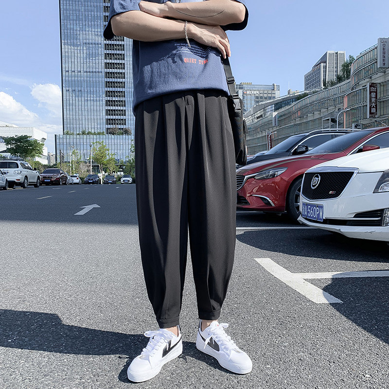 裤子男韩版潮流休闲宽松直筒阔腿裤春夏季薄款百搭哈伦九分裤K91,男装休闲裤,四季星座303A