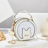 潮韩版 时尚 印花高级感宽带小圆包斜挎链条包质优耐磨 春夏个性 新款