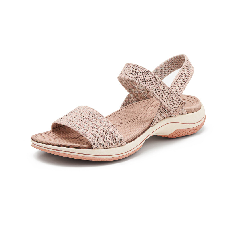 新款2025年外贸飞织运动风凉鞋舒适耐磨平底女鞋L3007-2质优耐磨