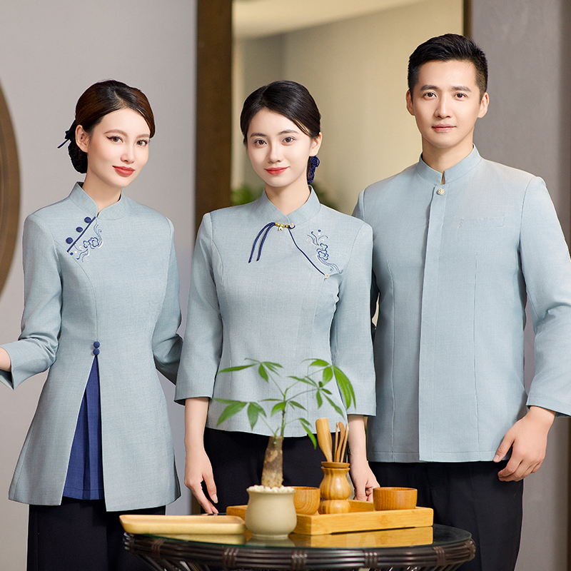 24亿珑秋冬新款新中式云如玉茶餐厅服务员工作服酒店餐饮饭店民宿