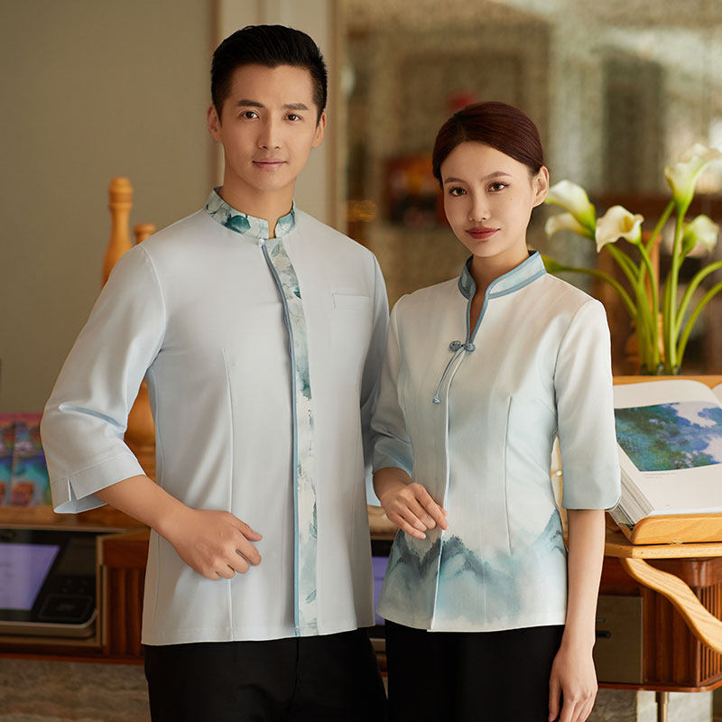 24亿珑新款苍岭暮雪系列酒店餐饮前厅服务员传菜工装制服中袖大码