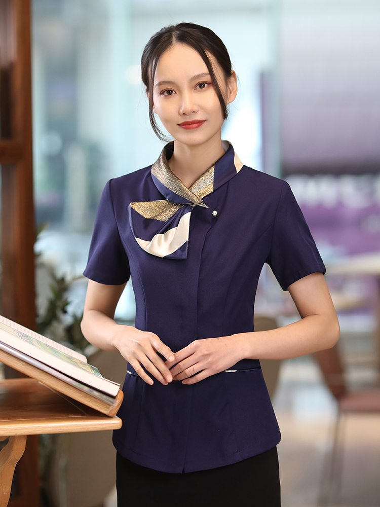 22亿珑春夏新品短袖金丝领茶餐厅快餐酒店服务员传菜制服男女同款