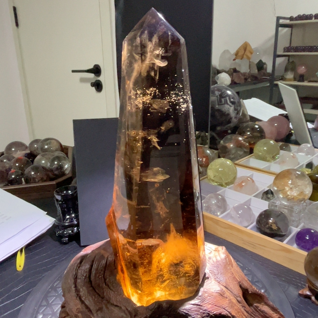 巴西烟晶意境飘棉能量柱2090g