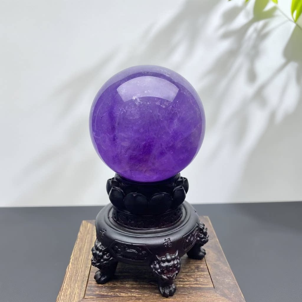 天然巴西紫罗兰紫水晶球摆件