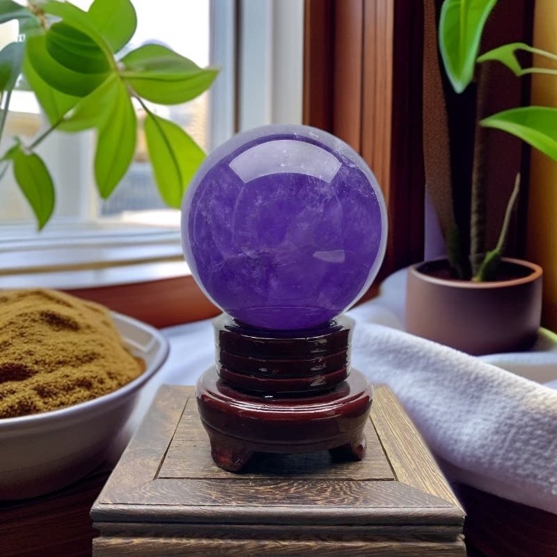 天然巴西紫罗兰紫水晶球摆件