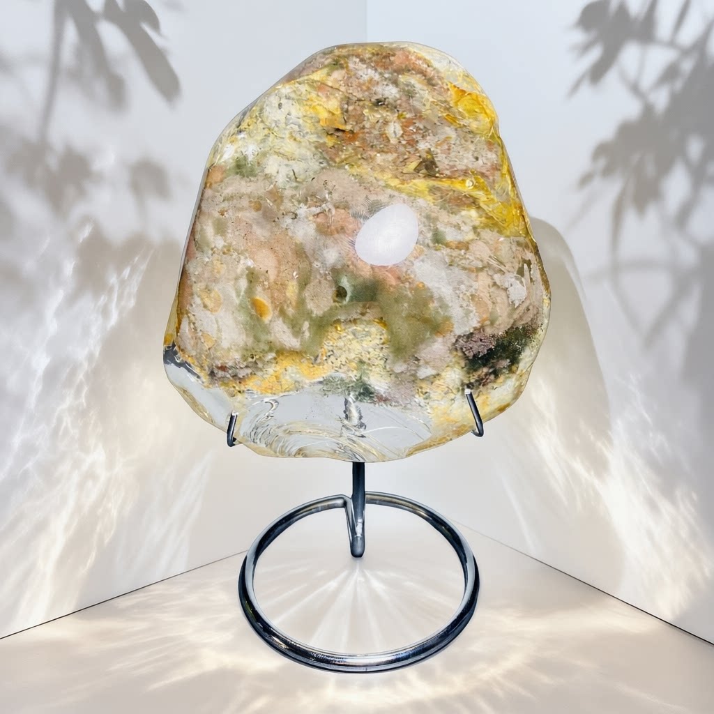 Q15巴西天然四季幽灵景石石簪原石打磨居家办公装饰摆件礼物