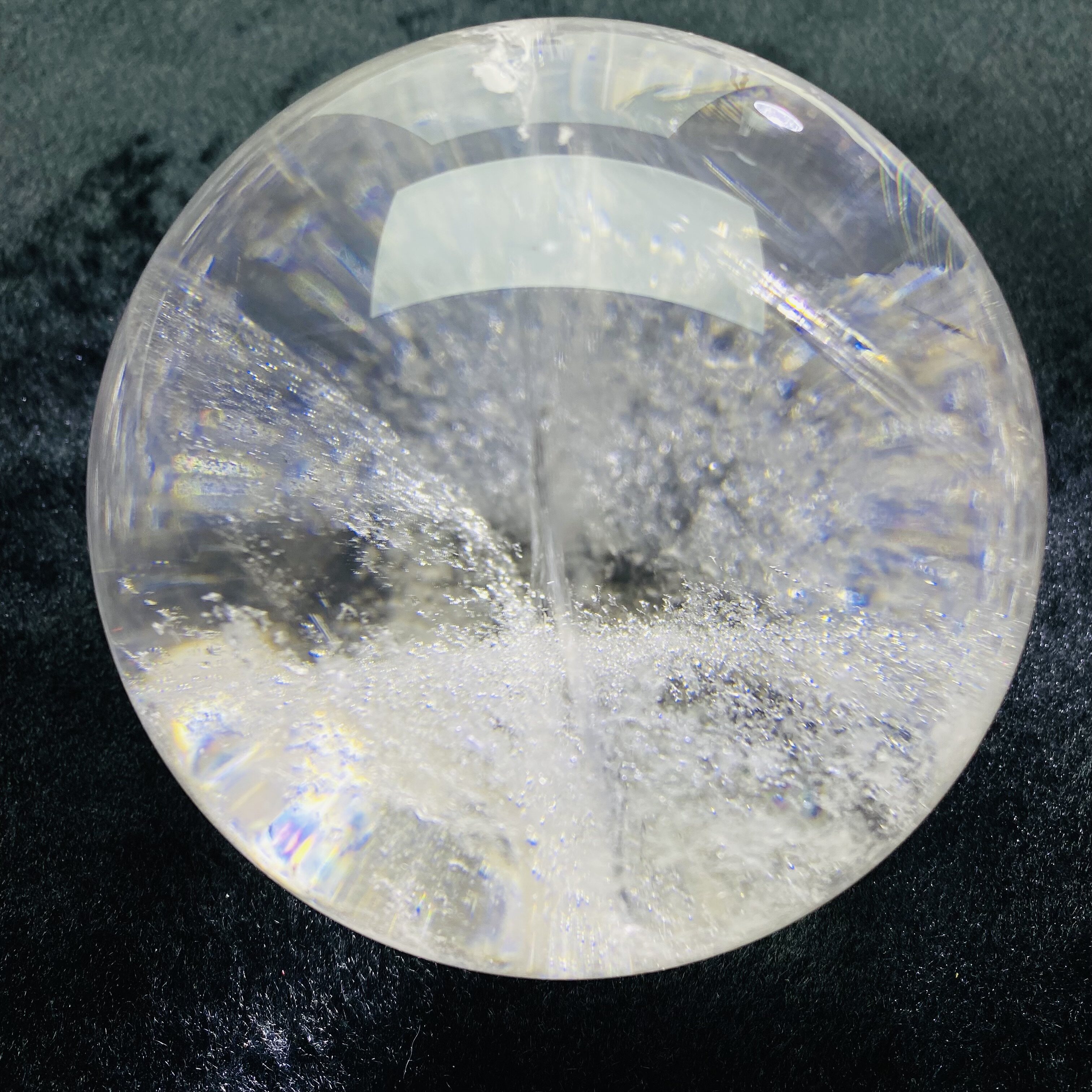 东海白水晶球原石打磨飘棉摆件