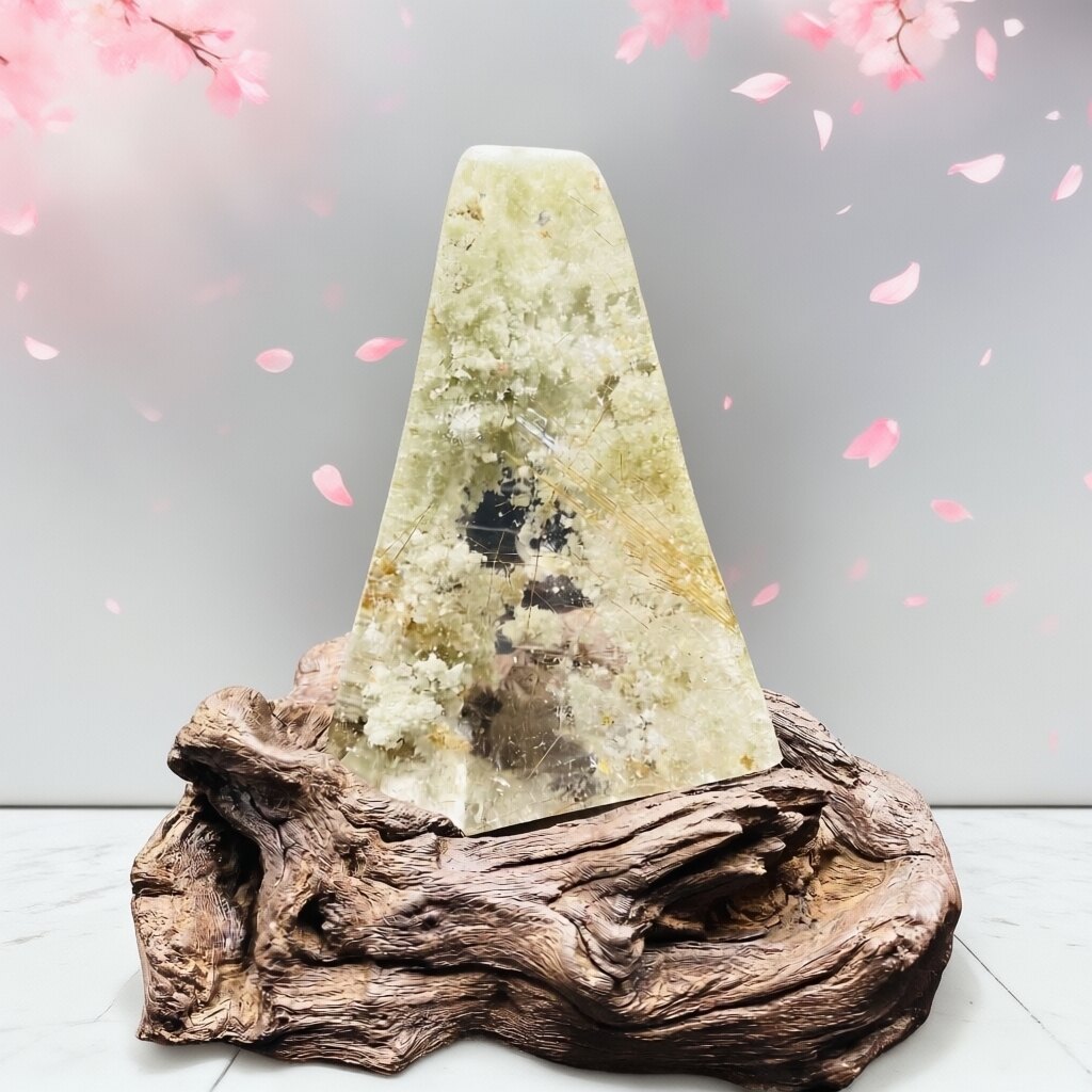 Y86天然天青色幽灵发晶景石原石打磨家居办公摆件装饰开业礼品