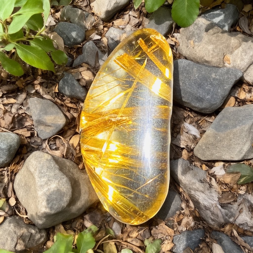 A5巴西天然钛晶金发原石打磨挂件吊坠装饰礼物礼品节日生日配绳