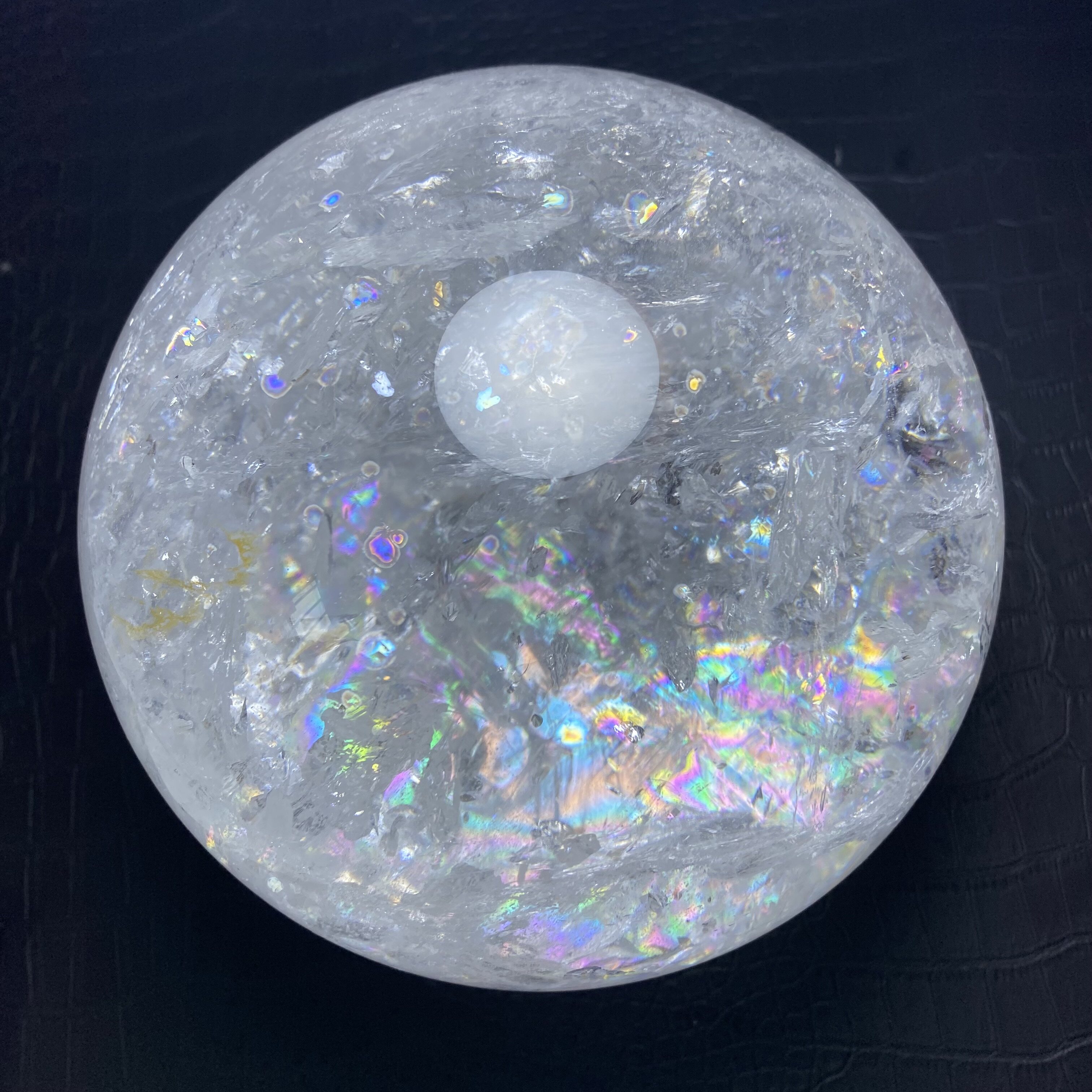 B14巴西天然白阿赛彩白水晶球乔迁开业家居办公风水摆件原石打磨