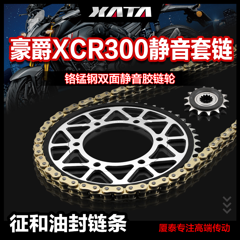 XATA厦泰静音链盘齿轮适用豪爵XCR300 DR300征和正品油封链条配件