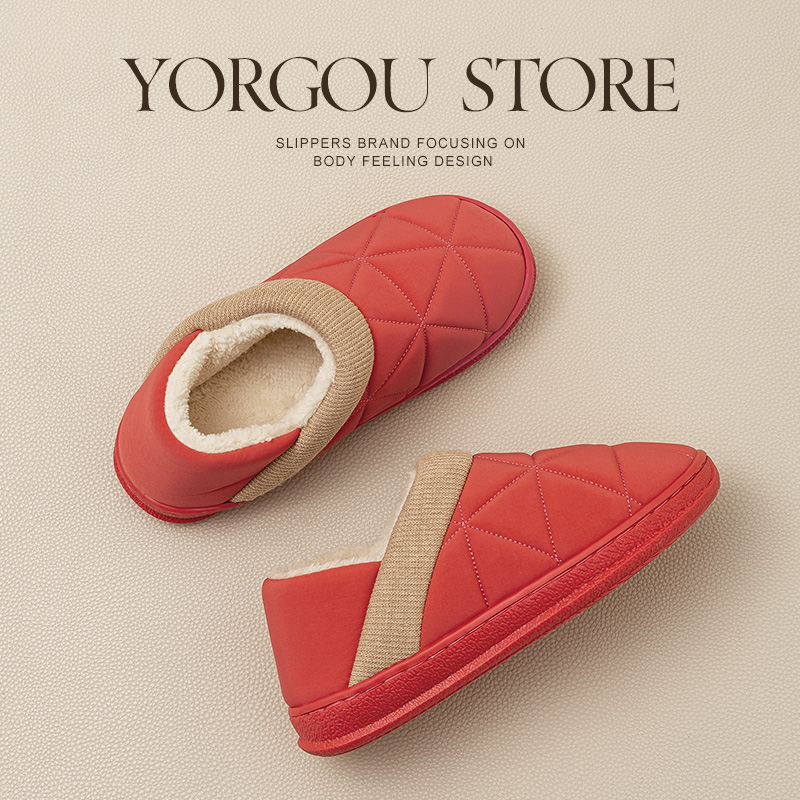 远港包跟秋冬季保暖厚底棉拖鞋