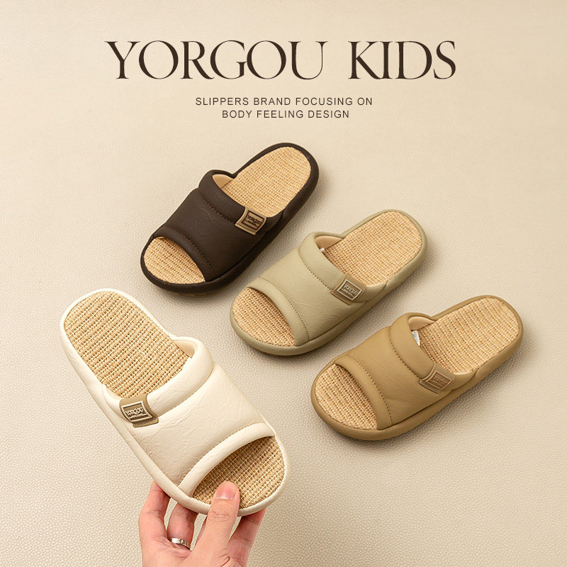 远港儿童亚麻拖鞋防臭软底小孩