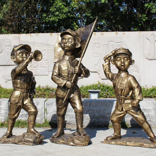 户外公园校园红色文化园卡通小红军八路军人物景观玻璃钢雕塑摆件