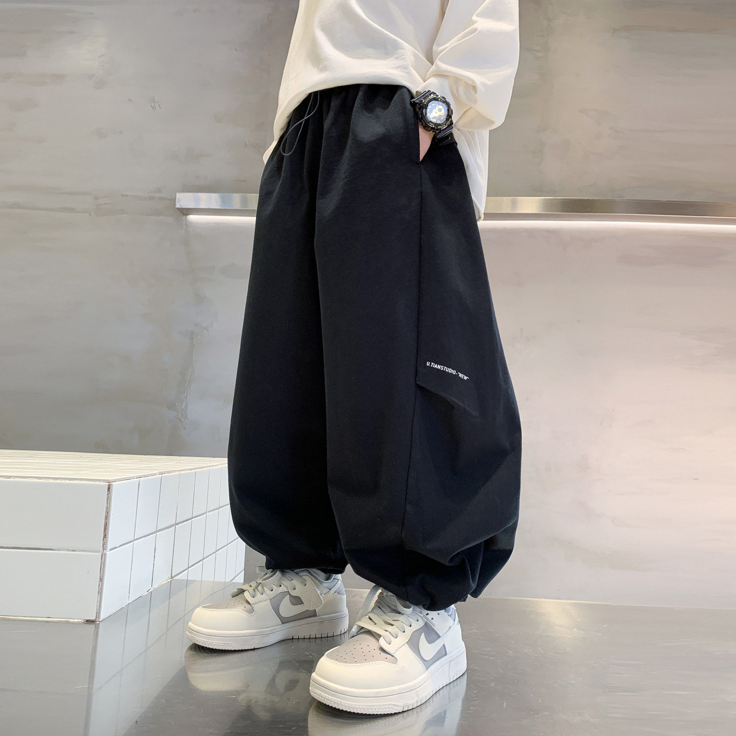 新款裤儿童痞帅潮哈伦男童裤子男孩运动裤街舞2026大童春秋款炸街