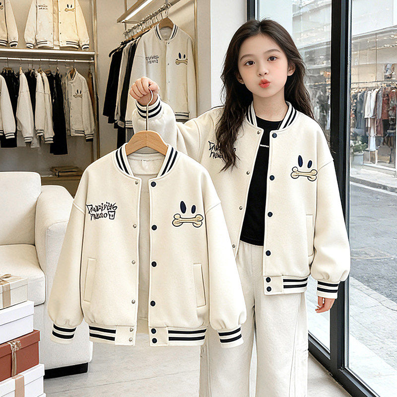 洋气外套儿童服新款2026女孩女大童棒球上衣夹克春秋春装女童休闲