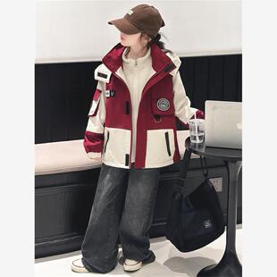 女大童冲锋衣秋冬装 初中生外套女孩夹棉加厚三合一可拆卸 2025新款