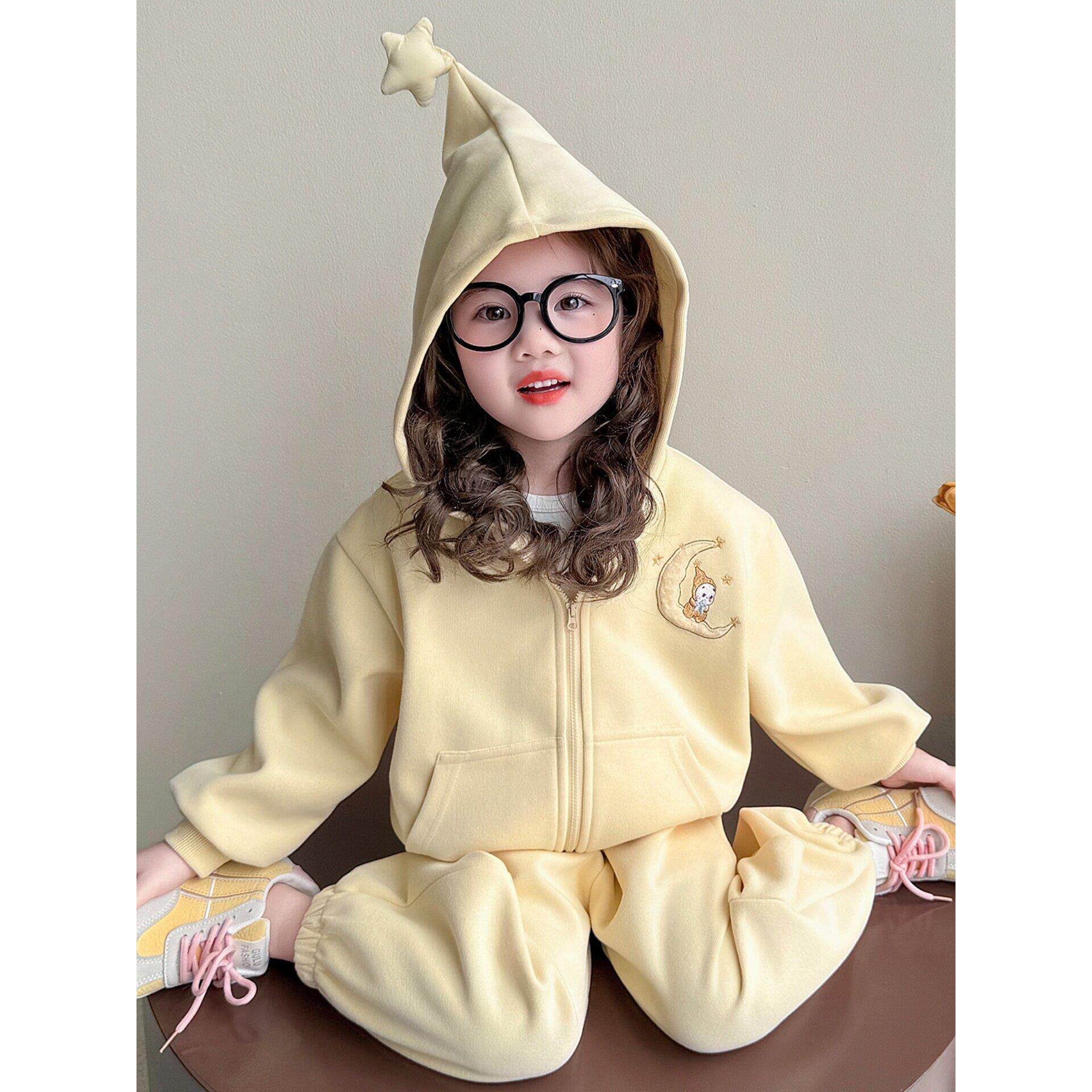 春装洋气女童连帽儿童2026卫衣开衫超好看春秋女时髦宝宝款套装