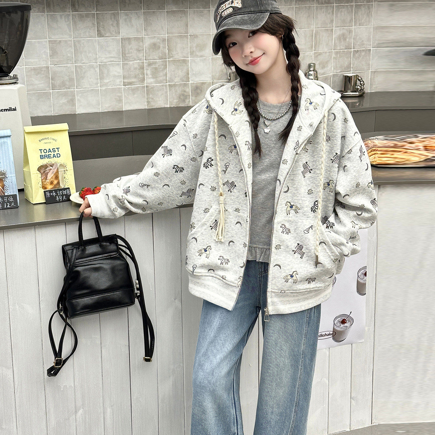 2026开衫连帽春装上衣衣服春秋洋气卫衣新款大童女童女孩外套儿童