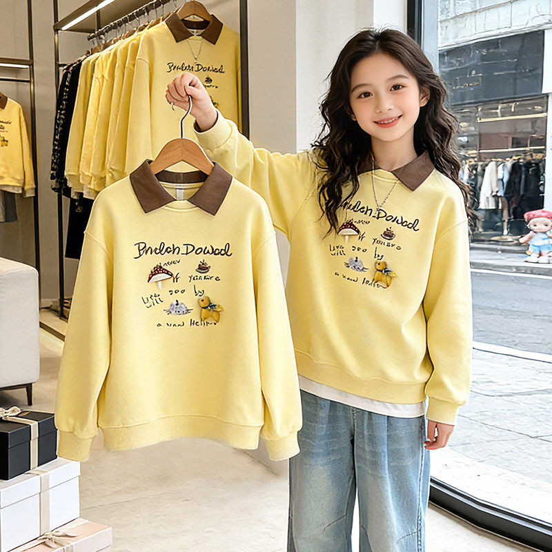 女童长袖儿童洋气休闲新款春装2026卫衣春秋春季衣服女大童上衣款