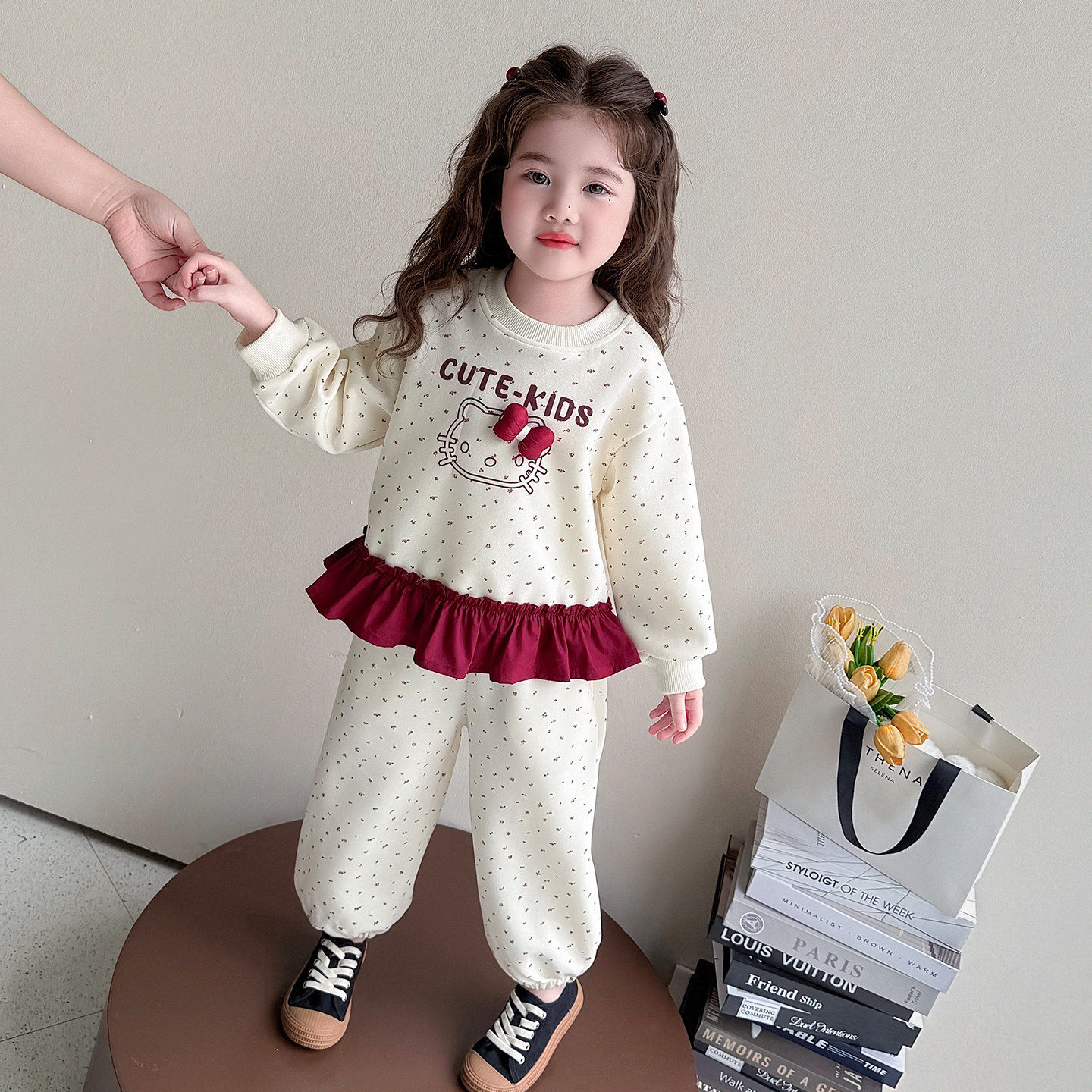 卫衣女花边超宝宝套装儿童2026休闲好看猫咪春装时髦洋气女童春季