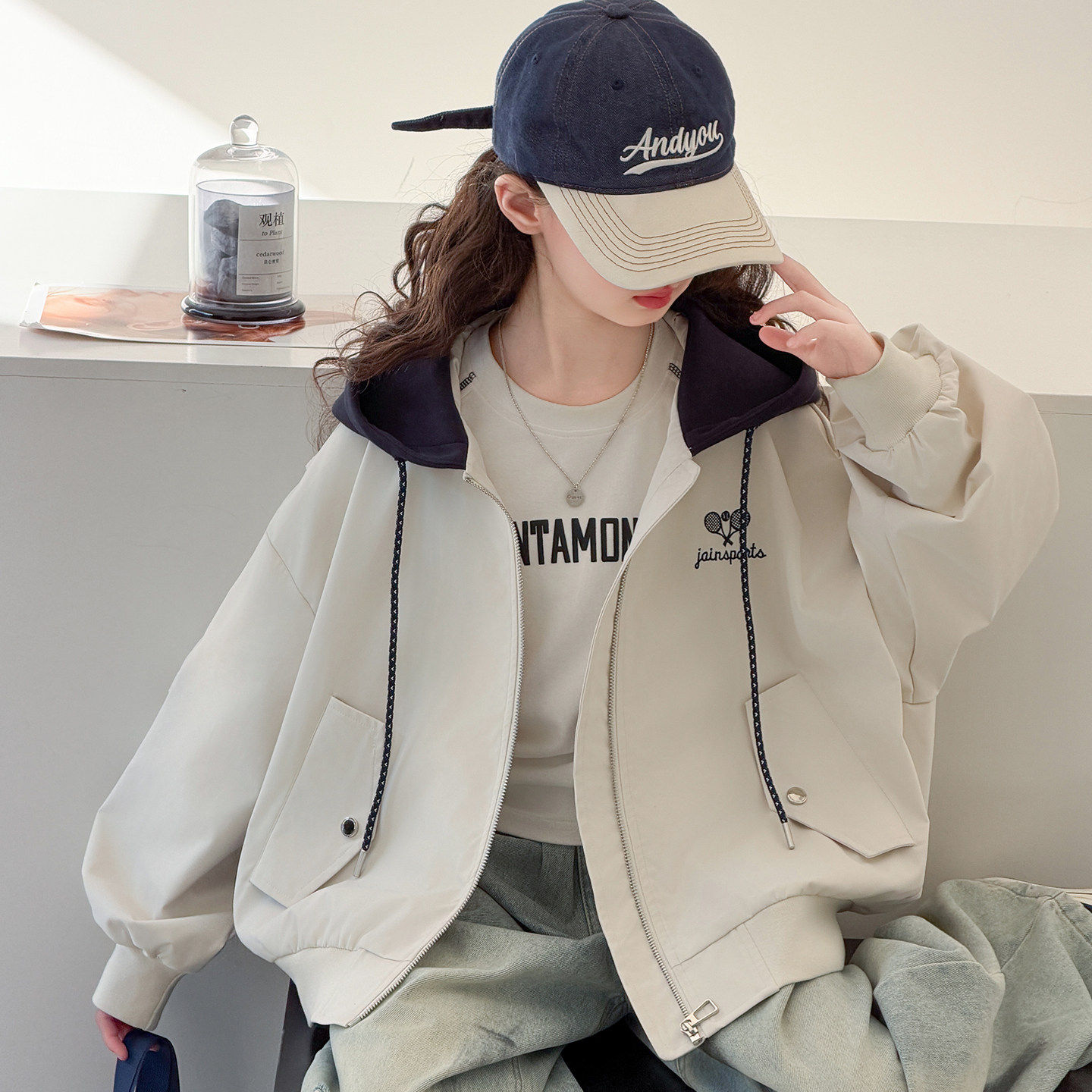 春秋拉链服女大童春装夹克衫新款儿童2026开衫棒球款连帽女童外套