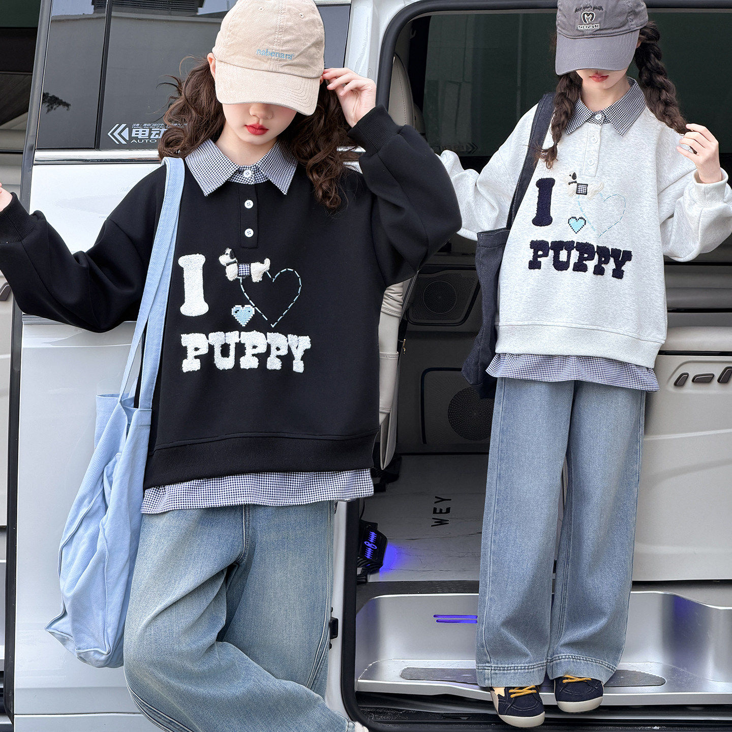 打底新款上衣春秋衫女童女中大童卫衣韩版假洋气2026春装两件儿童