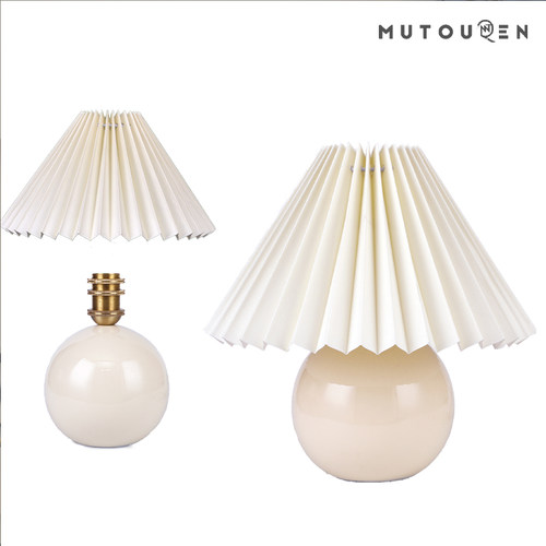 陶瓷百褶台灯vintage韩国民宿