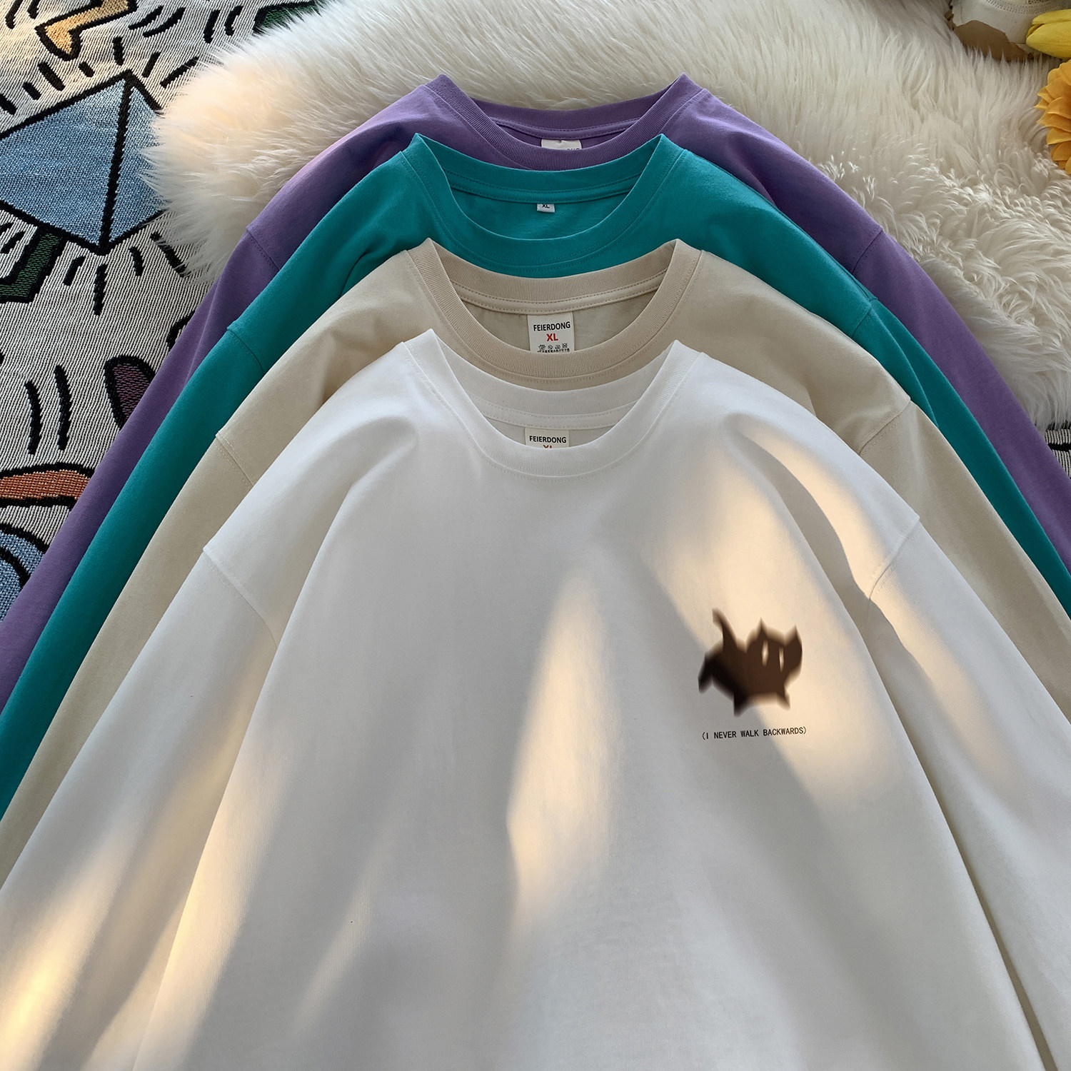 wassuphappy小猫长袖t恤男春秋季重磅美式潮牌上衣服休闲打底衫,男装T恤,电商A336-1