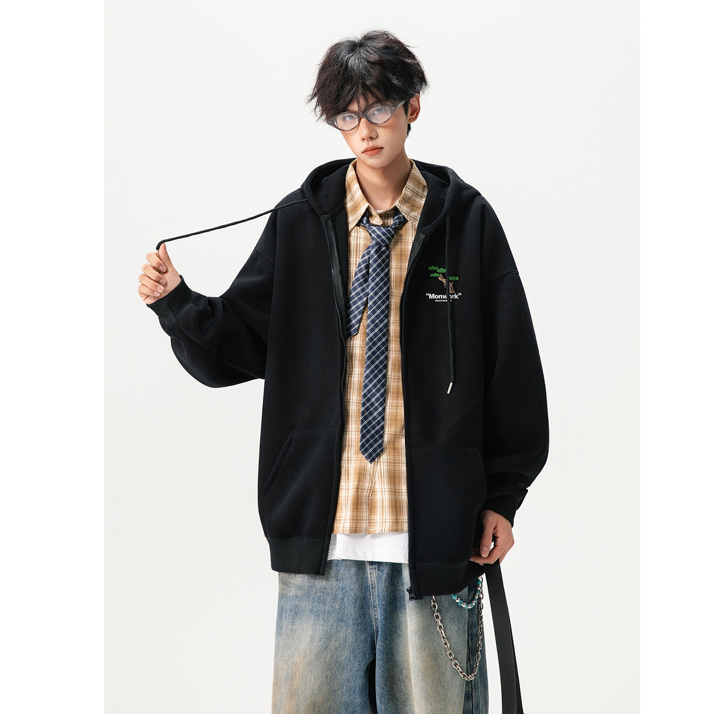 2025新款420克华棉开衫卫衣A336-HH1431-特P55（60棉40聚酯纤维）,男装T恤,电商A336-1