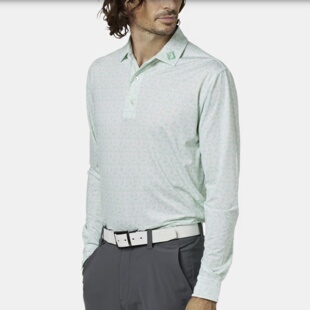 日本FootJoy FJ高尔夫男装复古印花长袖T恤翻领上衣25年秋冬正品