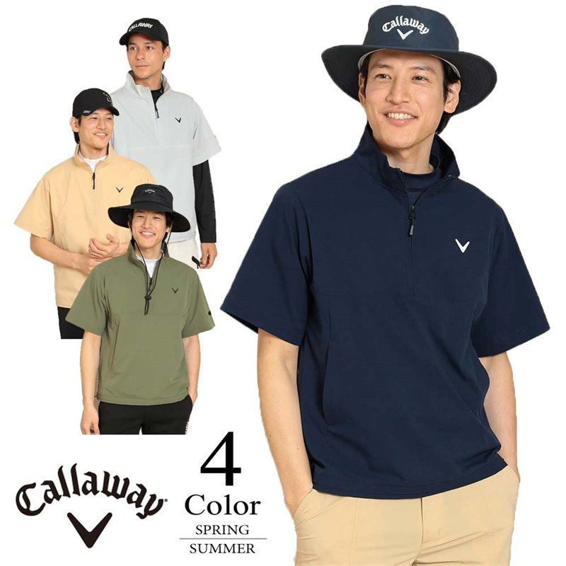 2024新款日本Callaway卡拉威正品男士高尔夫球服短袖半拉链外套