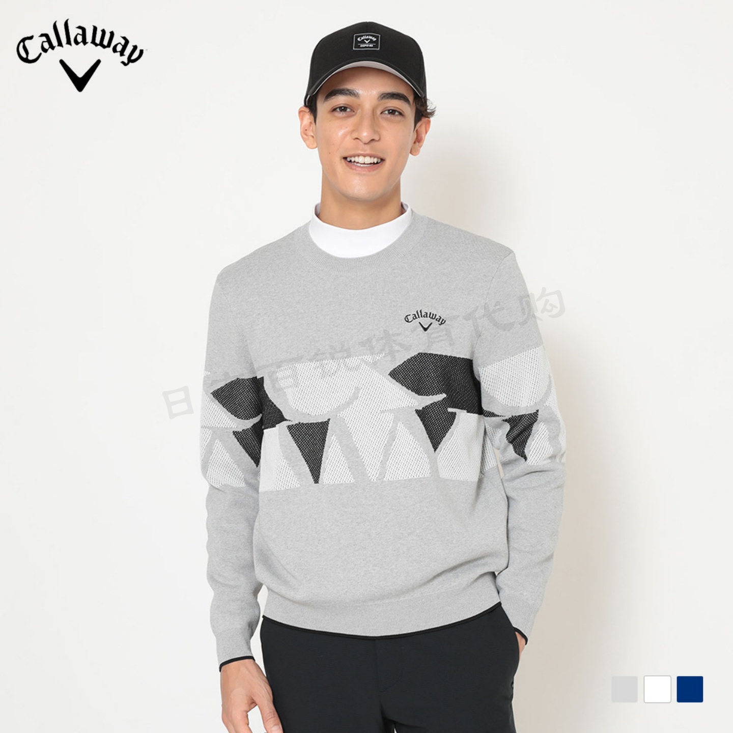 25年秋冬Callaway卡拉威男士高尔夫服装圆领毛衣针织衫日本正品