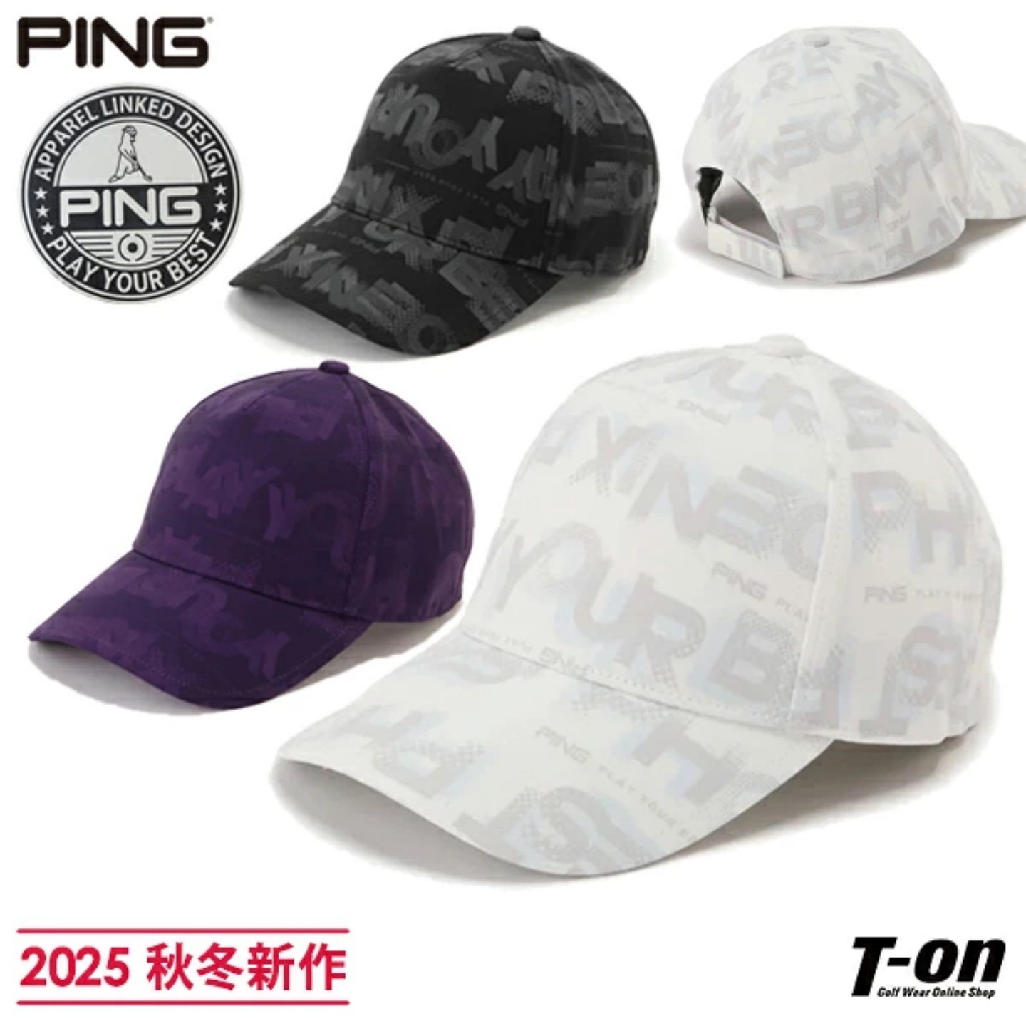 日本正品PING Golf男25年秋冬新高尔夫球帽有顶鸭舌帽棒球帽代购