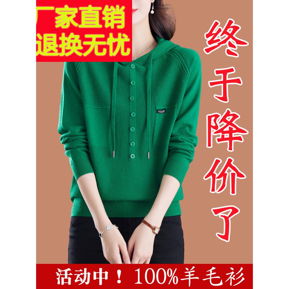 连帽卫衣女款2025新款爆款针织上衣短款带帽衫春秋冬羊毛打底衫