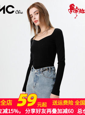 LINC金羽杰2022年夏季新款浅蓝色酵素洗水休闲牛仔半裙S222DK615