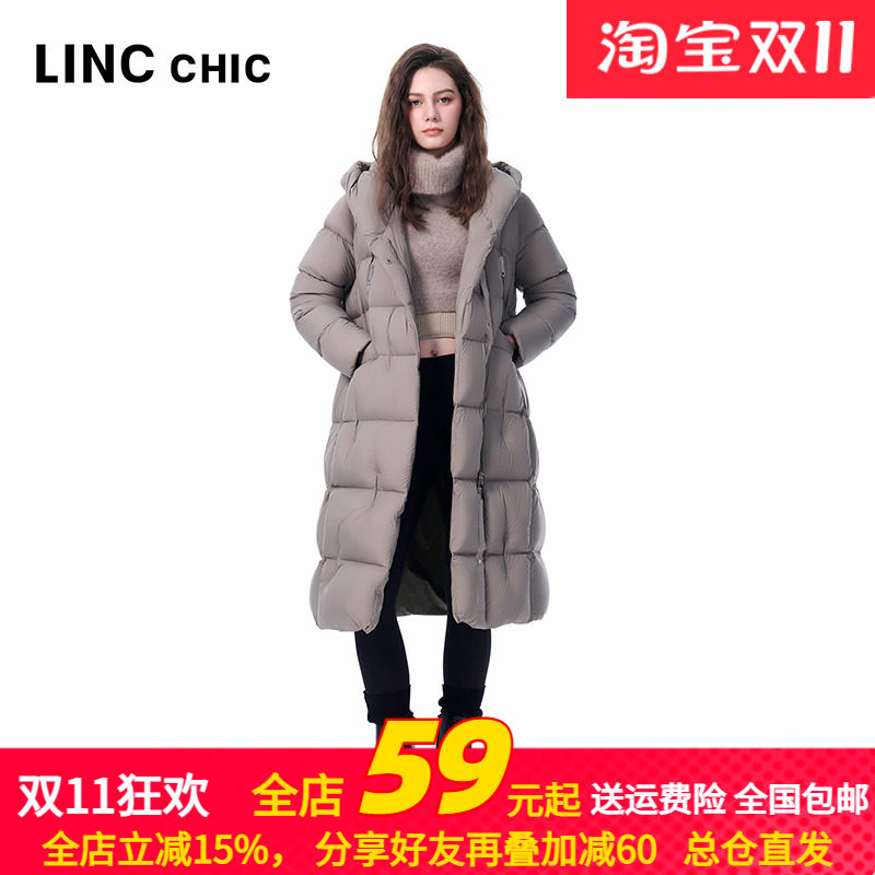 LINCCHIC金羽杰2025冬季新款连帽围裹感加厚长款羽绒服Y25808239