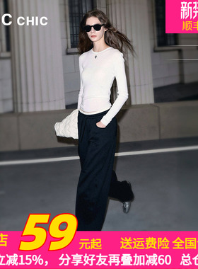 LINC金羽杰2025年秋季新款休闲裤造型感高腰弧形卫裤女S253KP378Y