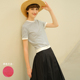 TEE 夏 SOLI ECRU 法式 素白已然 经典 百搭短款 日杂女孩 细条纹